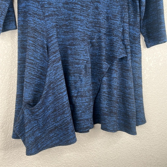 Black & Blue Space Dye Lagenlook Casual Flowy 3/4 Sleeve Top Size Medium - Picture 3 of 5